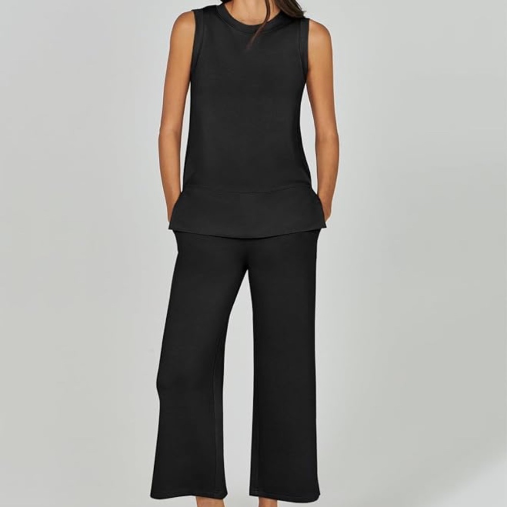 ANRABESS Womens 2 Piece Casual Wide Leg Pants Lounge Sets